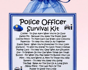 Kit de supervivencia para policías (EE. UU.) ~ Regalo y tarjeta novedosos y divertidos / Regalo de cumpleaños / Tarjetas de felicitación / Regalo personalizado único / Recuerdo
