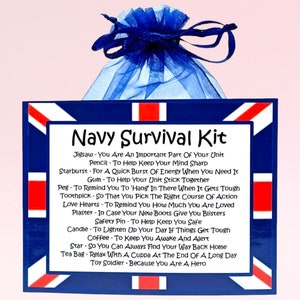Kit de survie bleu marine ~ Alternative amusante pour le cadeau et la carte | Cadeau d'anniversaire | Cartes de voeux | Cadeau porte-bonheur personnalisé | Souvenir