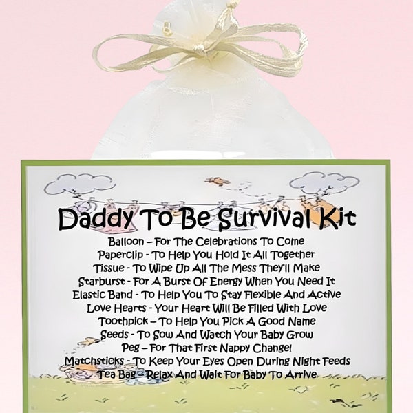 Daddy To Be Survival Kit ~ Divertido regalo novedoso y alternativa de tarjeta / Nuevo papá presente / Tarjetas de felicitación / Regalo de recuerdo personalizado único