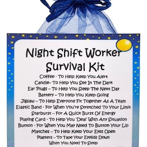 Night Shift Worker Survival Kit ~ Fun Novelty Gift & Card Alternative | Birthday Present | Greeting Cards | Unique Personalised Gift