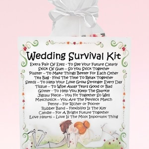 Bruiloft Survival Kit (schattig) ~ Unieke leuke nieuwigheid huwelijkscadeau en aandenken | Burgerlijk partnerschap | Gepersonaliseerde huwelijkscadeau