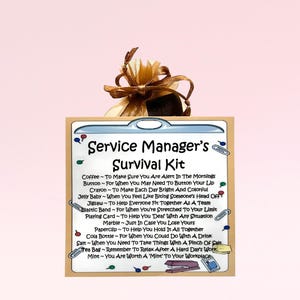 Trousse de survie pour responsable de service ~ Cadeau et carte fantaisie | Cadeau d'anniversaire | Cartes de voeux | Souvenir personnalisé | Gestionnaire de services