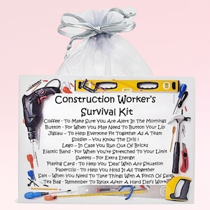Trousse de survie pour ouvrier du bâtiment ~ alternative amusante au cadeau et à la carte | Cadeau d'anniversaire | Cartes de voeux | Cadeau personnalisé