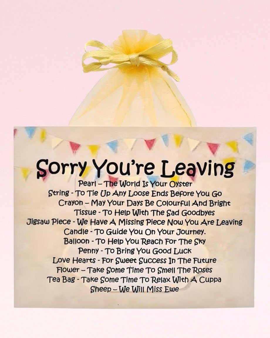 Sorry You're Leaving Survival Kit ~ Fun Novelty Gift & Card Good Luck Goodbye Gift Keepake Farewell Gift Personalised Leaving Gift