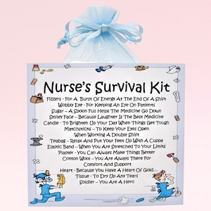 Kit de survie pour infirmière ~ Alternative amusante au cadeau et à la carte | Cadeau d'anniversaire | Cartes de voeux | Souvenir | Cadeau personnalisé pour une infirmière
