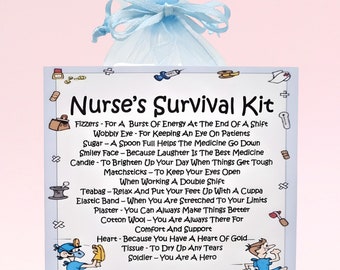 Nurse&#39;s Survival Kit ~ Fun Novelty Gift & Card Alternative | Birthday Present | Greeting Cards | Keepsake | Personalised Gift for a Nurse