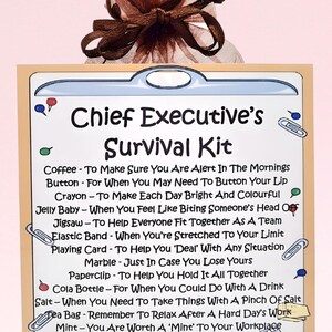 Kit de sobrevivência do executivo chefe ~ Presente de novidade divertido e alternativa de cartão | Presente de aniversário | Cartões comemorativos | Ne Job | Lembrança personalizada