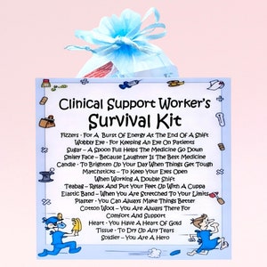 Kit de supervivencia para trabajadores de apoyo clínico ~ Regalo divertido y novedoso y alternativa a las tarjetas / Regalo de cumpleaños / Tarjetas de felicitación / Regalo personalizado
