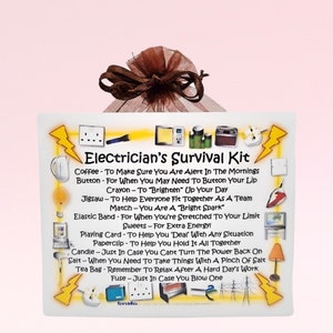 Kit de survie pour électricien ~ Alternative amusante au cadeau et à la carte | Cadeau d'anniversaire | Cartes de voeux | Cadeau de remerciement pour un électricien