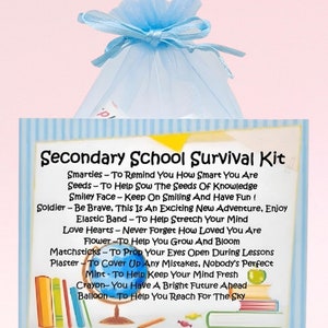 Secondary School Survival Kit ~ Fun Novelty Gift & Card Alternative | Present | Greeting Cards | Unique School Leaver Gift | New School