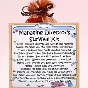 Trousse de survie du directeur général ~ Alternative amusante au cadeau et à la carte | Cadeau d'anniversaire | Cartes de voeux | Cadeau personnalisé unique