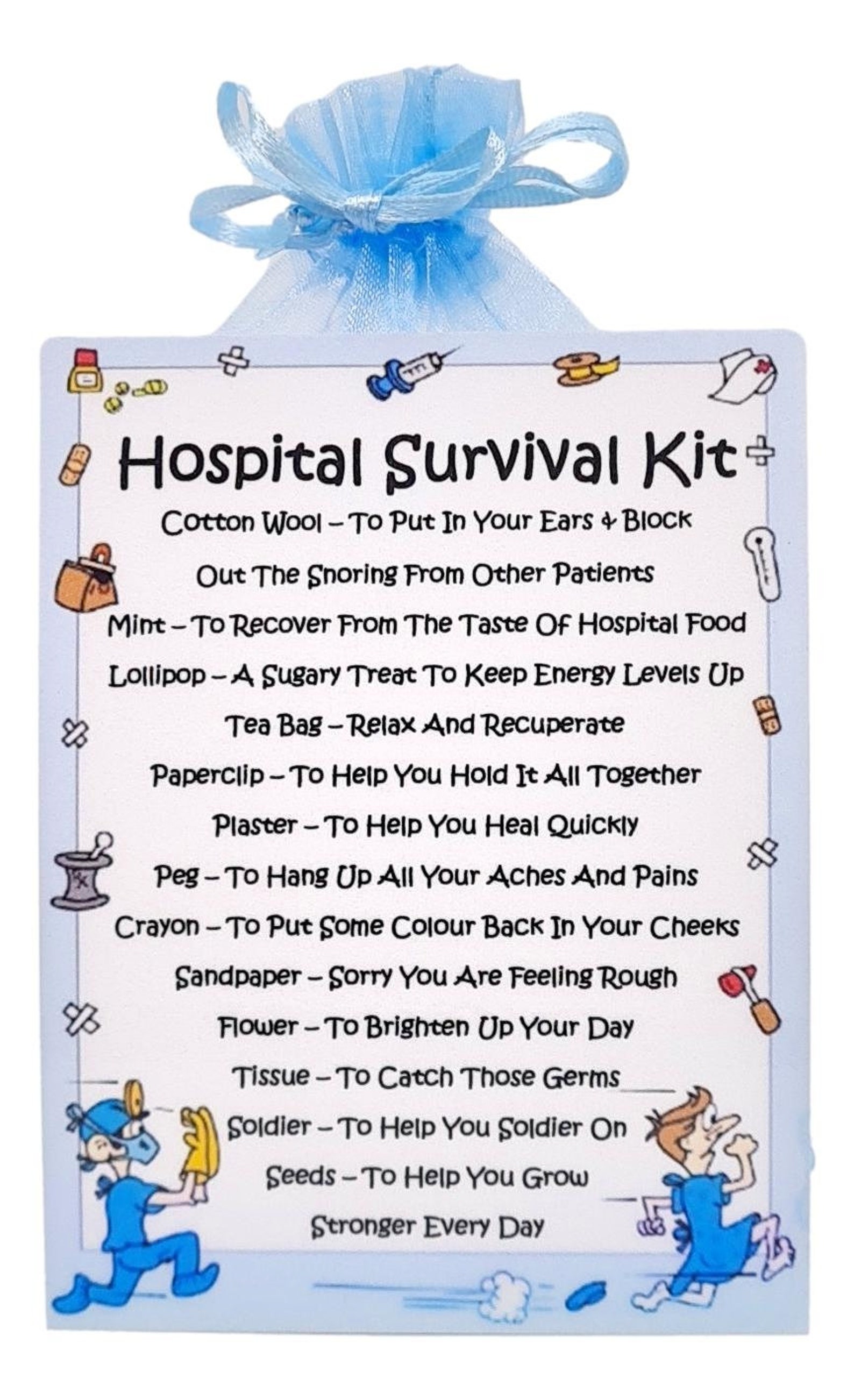 Hospital Survival Kit Fun Novelty Gift &amp; Card / Keepsake / - Etsy