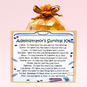 Kit de sobrevivência do administrador ~ Presente de novidade divertido e cartão de felicitações | Presente de aniversário | Cartões de felicitações | Presente personalizado exclusivo