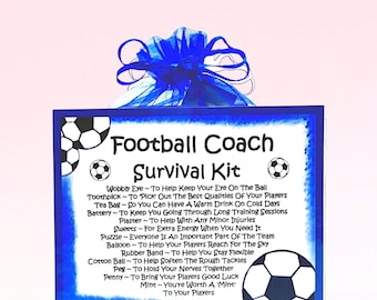 Football Coach Survival Kit (Blue) ~ Fun Novelty Gift & Card | Birthday Present | Greeting Cards | Thank You Gift for a Football Coach
