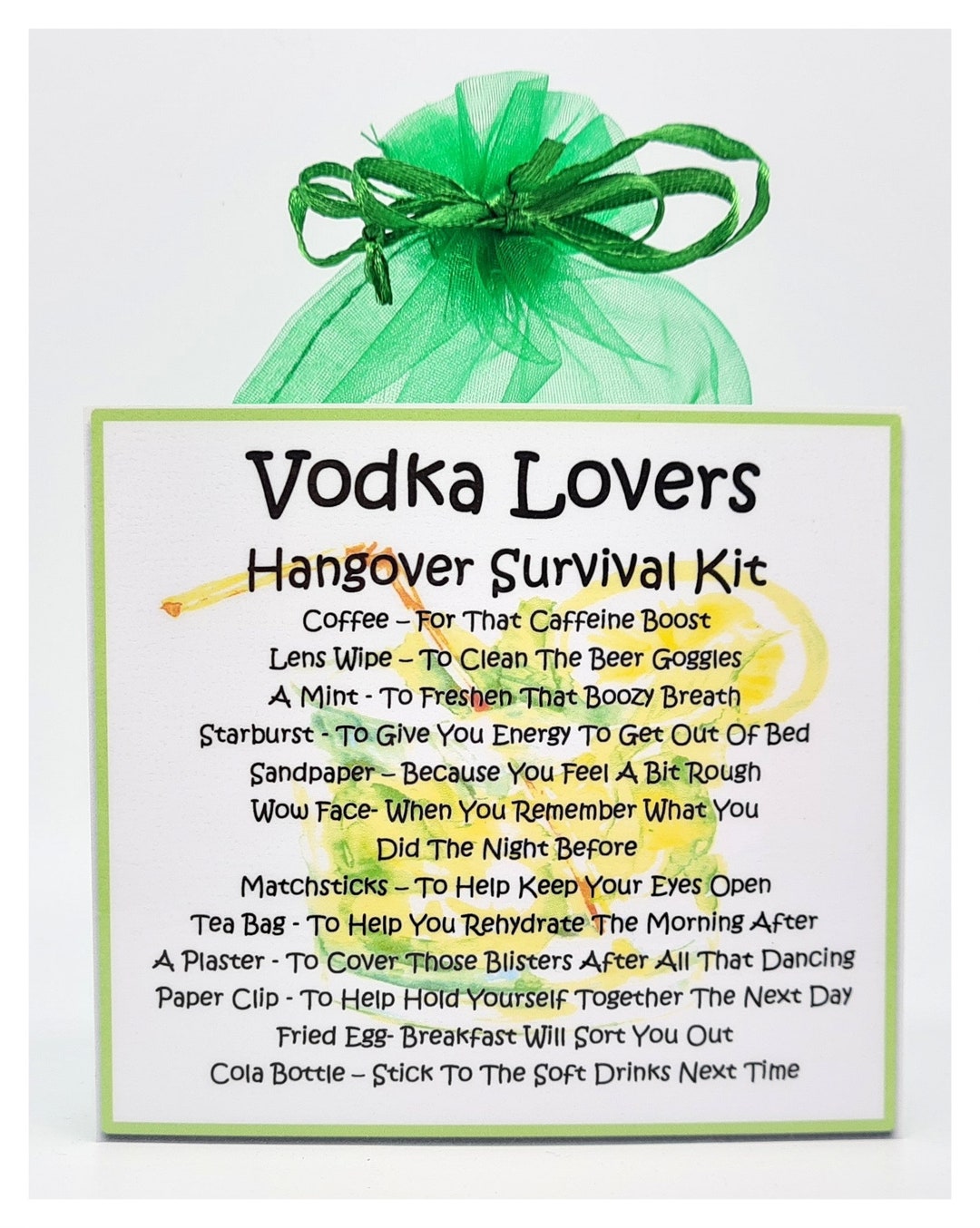 Vodka Lovers Hangover Survival Kit Fun Novelty Gift & Card Etsy