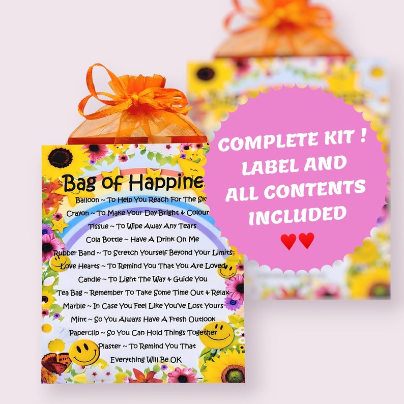 Bag of Happiness ~ Fun Novelty Gift & Card | Birthday Present | Greeting Cards | Keepsake | Cheer Up Gift | Friend Birthday | Keepsake