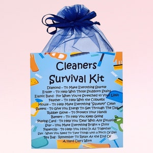 Kit de sobrevivência do limpador ~ Presente e cartão divertidos e inovadores | Presente de aniversário | Cartões comemorativos | Obrigado | Presente personalizado para um limpador