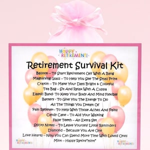 Retirement Survival Kit (PINK) ~ Fun Novelty Gift & Greetings Card | Goodbye Gift | Keepsake | Retirement Gift | Retirement Farewell Gift