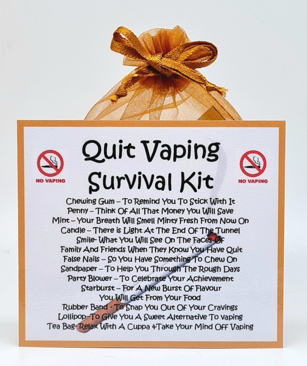 Quit Vaping Survival Kit ~ Fun Novelty Gift | Birthday | Greeting Cards |  Good Luck | Unique Funny Gift | Personalised Keepsake - Etsy