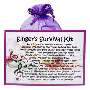 Singer's Survival Kit Fun Novelty Gift & Card Alternative Birthday Present Greeting Cards Personalised Gift for a Singer Keepsake image 3