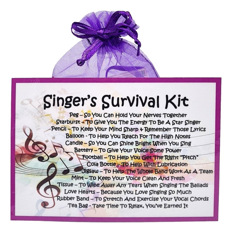 Singer's Survival Kit Fun Novelty Gift & Card Alternative Birthday Present Greeting Cards Personalised Gift for a Singer Keepsake image 3