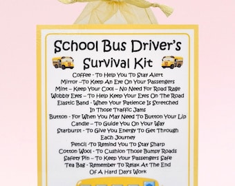 School Bus Driver's Survival Kit (USA) ~ Fun Novelty Gift & Card | Birthday Present | Greeting Cards | Personalised Gift for a Bus Driver