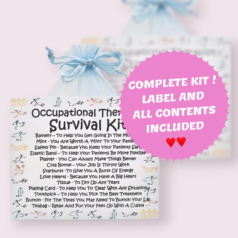 Occupational Therapist Survival Kit ~ Fun Novelty Gift & Card Alternative | Birthday Present | Greeting Cards | Personalised Thank You Gift