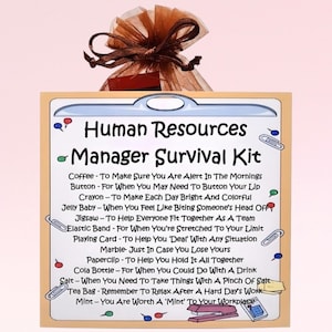 Kit de survie pour responsable des ressources humaines ~ Cadeau et carte fantaisie | Cadeau d'anniversaire | Cartes de voeux | Souvenir personnalisé pour un manager