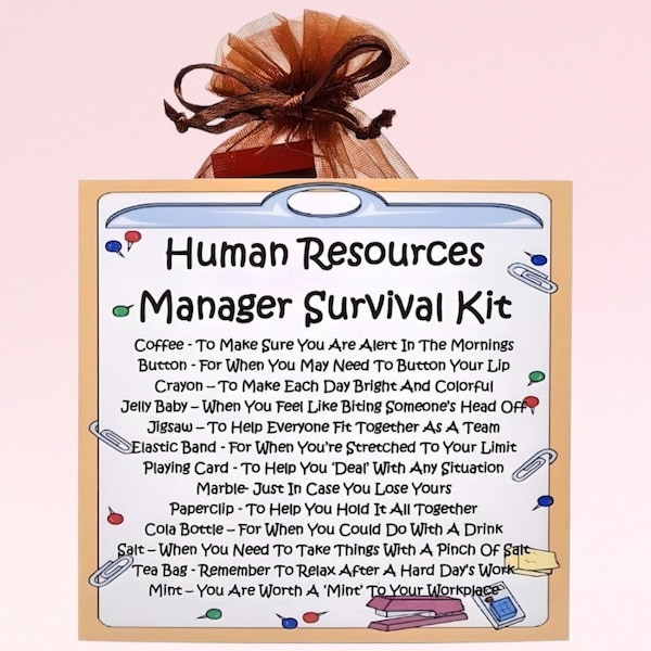 Human Resources Manager Survival Kit ~ Fun Novelty Gift & Card | Birthday Present | Greeting Cards | Personalised Keepsake for a Manager