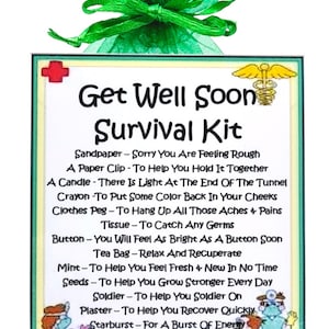 Get Well Soon Survival Kit ~ Fun Novelty Gift &amp; Card | Keepsake | Good ...