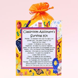 Survival Kit für Klassenzimmer-Assistenten ~ Lustiges Geschenk & Karte | Geburtstagsgeschenk | Grußkarten | Personalisiertes Dankeschön Lehrer Geschenk