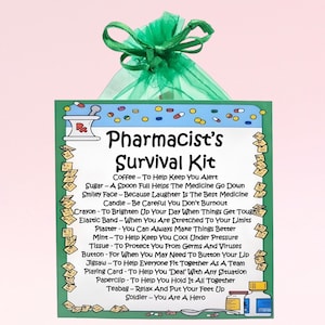Trousse de survie pour pharmacien ~ Alternative amusante pour le cadeau et la carte | Cadeau d'anniversaire | Cartes de voeux | Cadeau pour un pharmacien