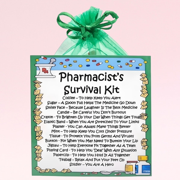 Pharmacist's Survival Kit ~ Fun Novelty Gift & Card Alternative | Birthday Present | Greeting Cards | Personalised Gift for a Pharmacist