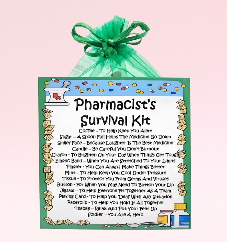 Pharmacist's Survival Kit ~ Fun Novelty Gift & Card Alternative | Birthday Present | Greeting Cards | Gift for a Pharmacist