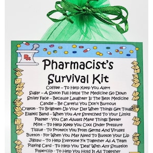 Pharmacist's Survival Kit ~ Fun Novelty Gift & Card Alternative | Birthday Present | Greeting Cards | Gift for a Pharmacist