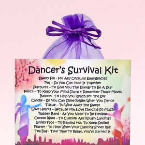 Kit de supervivencia para bailarinas: regalo divertido y novedoso y alternativa a las tarjetas. Regalo de cumpleaños. Tarjetas de felicitación. Recuerdo personalizado para bailarinas.