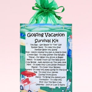 Kit de supervivencia para vacaciones de golf ~ Regalo y tarjeta novedosos y divertidos / Regalo de cumpleaños / Tarjetas de felicitación / Regalo personalizado para un golfista