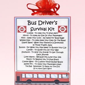 Bus Driver's Survival Kit ~ Fun, Novelty Gift & Card Alternative | Birthday Present | Greeting Cards | Personalised Gift for a Bus Driver