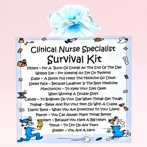 Survival Kit für Klinische Krankenschwester ~ Neuheit Geschenk & Karte | Geburtstagsgeschenk | Grußkarten | Personalisiertes Krankenschwester Geschenk