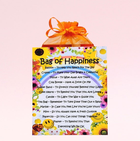 Bag of Happiness ~ Fun Novelty Gift & Card | Birthday Present | Greeting Cards | Keepsake | Cheer Up Gift | Friend Birthday | Keepsake