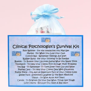 Kit de supervivencia para psicólogos clínicos: regalo y tarjeta novedosos y divertidos, regalo de cumpleaños, tarjetas de felicitación, regalo de agradecimiento personalizado, recuerdo