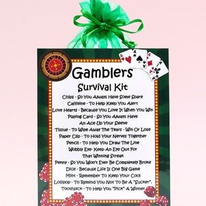 Kit de survie du joueur ~ alternative amusante au cadeau et à la carte | Cadeau d'anniversaire | Cartes de voeux |  Cadeau personnalisé | Amateur de casino
