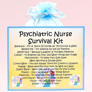 Survivalkit psychiatrisch verpleegkundige ~ Leuk nieuwigheidscadeau en kaart | Verjaardagscadeau | Wenskaarten | Uniek gepersonaliseerd cadeau | Aandenken