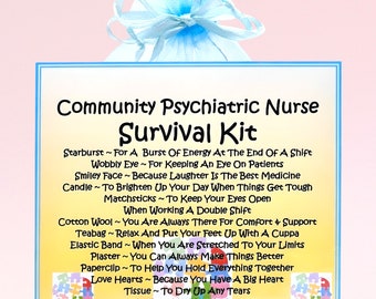 Community Psychiatric Nurse Survival Kit ~ Lustiges Geschenk & Karte | Geburtstagsgeschenk | Grußkarten | Vielen Dank | Personalisierte Andenken
