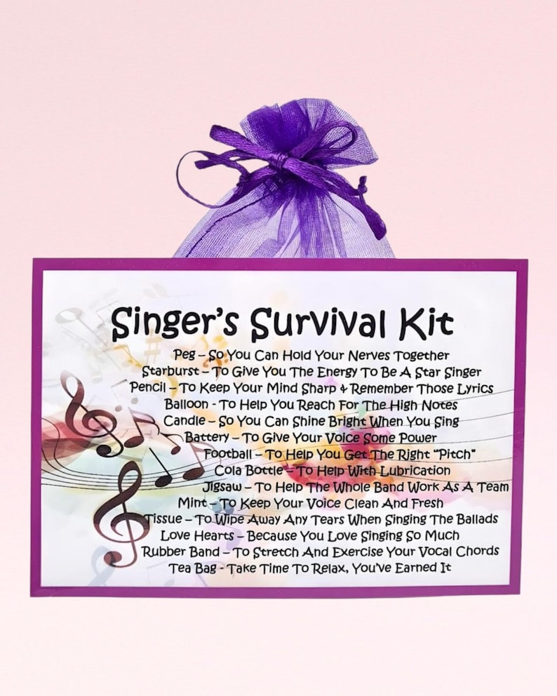 Singer's Survival Kit Fun Novelty Gift & Card Alternative Birthday Present Greeting Cards Personalised Gift for a Singer Keepsake image 1