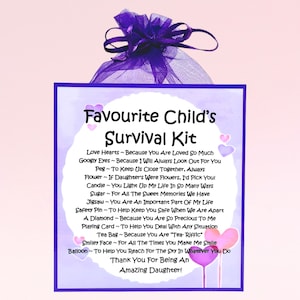 Favourite Child&#39;s Survival Kit (Daughter) ~ Fun Novelty Gift & Card Alternative | Birthday Present | Greeting Cards | Keepsake