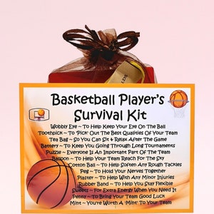 Trousse de survie pour joueur de basket-ball ~ Cadeau et carte fantaisie | Cadeau d'anniversaire | Cartes de voeux | Cadeau personnalisé unique