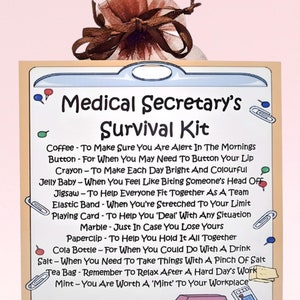 Trousse de survie pour secrétaire médicale ~ Cadeau et carte fantaisie | Cadeau d'anniversaire | Cartes de voeux | Cadeau personnalisé pour une secrétaire