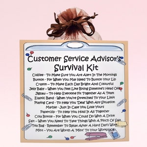 Trousse de survie pour conseiller du service clientèle ~ Cadeau et carte fantaisie | Cadeau d'anniversaire | Cartes de voeux | Merci | Cadeau de bureau | Souvenir