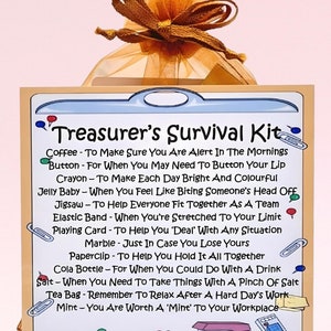 Kit de supervivencia del tesorero ~ Regalo novedoso y divertido y alternativa a las tarjetas / Regalo de cumpleaños / Tarjetas de felicitación / Agradecimiento / Recuerdo personalizado